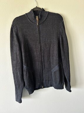 Billy Reid Linen Sweater Track Jacket in Navy